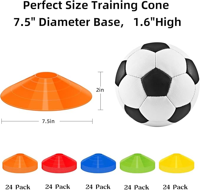 60/120 Pack Agile Soccer Cones with Portable Bags & Brackets,Sports Cones,cones for sports training，soccer cones for training，soccer training equipment，Agile Soccer Cones Used for Football Training