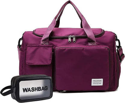 Travel Bag, Large Capacity Folding Travel Bag, Sports Gym Bag with Wet Pocket & Shoes Compartment, Foldable Travel Duffel Bag, Weekender Overnight Bag for Women and Man