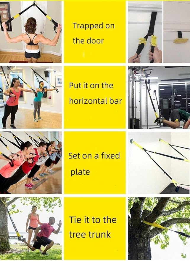 Home Suspension Training Kit – Portable Style Suspension Straps with Adjustable Bodyweight Resistance, Door Anchor & Handles for Full-Body Workouts at Home, While Traveling, or Outdoors
