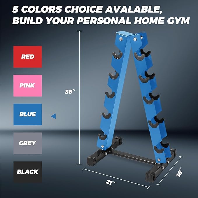 RitFit 250LB/300LB/350LB/550LB/650LB Rubber Hex Dumbbell Sets with Weights Rack, Multiple Color Choices Available, Great Gym Equipment for Home, Strength Training, Workouts