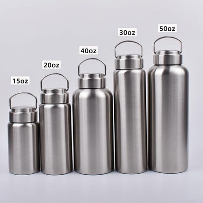 CDJ 42oz Uninsulated Single Wall Stainless Steel Water Bottle, Reusable Metal Water Bottle for Sports, Leakproof and Durable, Perfect for Hiking, Gym, Picnics, and Outdoor Activities