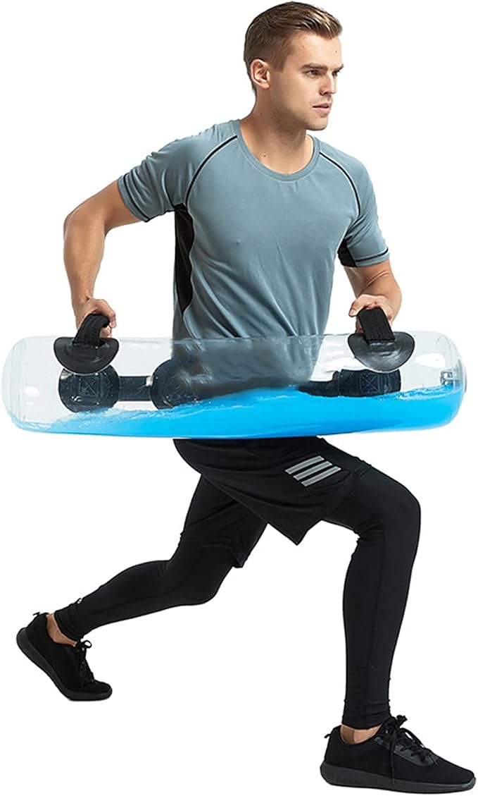 Water Aqua Bag Weight Training for Fitness Workout Building Core Full Body with Instability PVC Handles Includes Air Pump