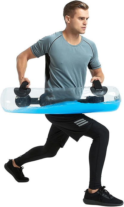 Water Aqua Bag Weight Training for Fitness Workout Building Core Full Body with Instability PVC Handles Includes Air Pump