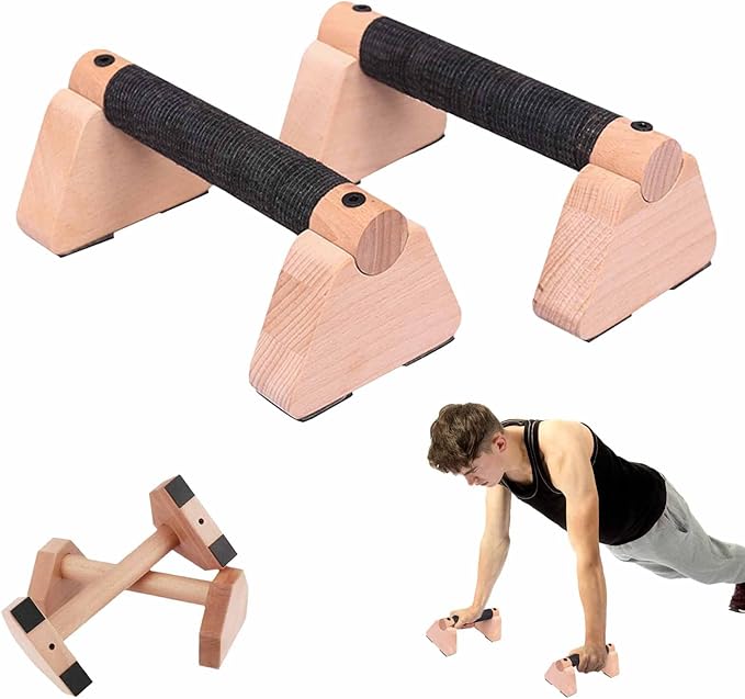 Wooden Parallettes Bars for Calisthenics - Handstand Push Up Bars for Training, L-Sit & Dip Workouts - Portable Fitness Equipment for Home Gym
