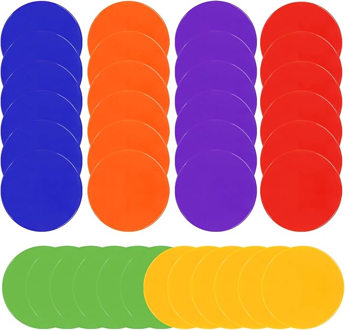 4Inch 9 Inch Poly Spot Markers for Gym Floor Poly Spots, 12/18/24/36 Pcs Round Non-Slip Rubber Floor Dots Agility Markers Flat Cones for Sports Soccer PE Training, Dance, Classroom Activities