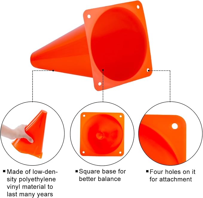 7 Inch Soccer Cones, 24 Pack Cones Sports Training Agility Field Marker Plastic Cones for Skating Basketball Football Practice Drills, Indoor Outdoor Activity Events Games Obstacle Course - 6 Colors