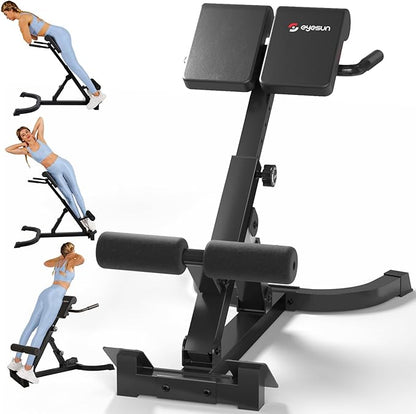 Roman Chair,Foldable Back Extension Machine,Adjustable Ab Back Extension Machine,Core Strength Trainer,Back Exercise Machine for Glute,Ab Workouts,Full All-in-One Body Workout&Home Gym Fitness
