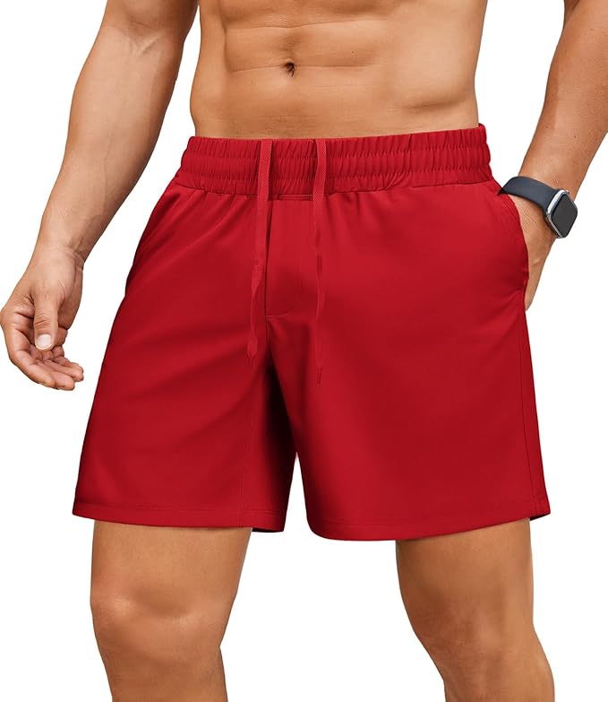 PINSPARK Men's Workout Shorts 5" Lightweight Running Shorts Quick Dry Athletic Gym Shorts with Zip Pocket Towel Loop