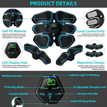 ab Stimulator Muscle Toner, abs Stimulator Military Grade EMS Muscle Stimulator Ab Machine for Ab/Arm/Leg, Abs Workout Equipment, ab Stimulator Belt Abdominal Belt Fitness Portable for Men and Women