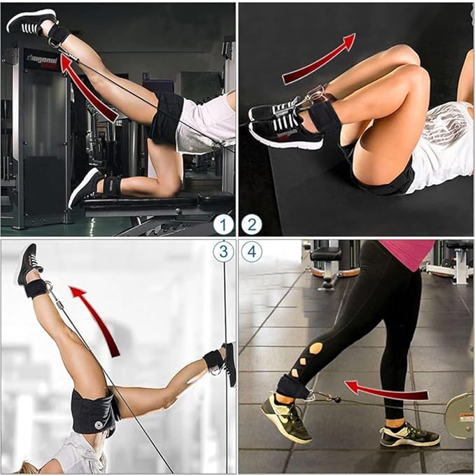 Ankle Strap Ankle Resistance Band Wrist Cuff Padded Strap Adjustable Fitness Glute Kickback D-Ring for Cable Machine Gym Foot Leg Training Brace Support 1 Pack