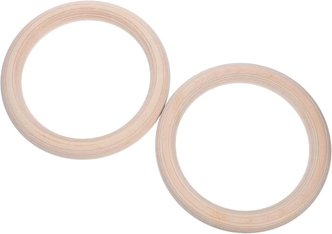 Cabilock Wooden Gymnastics Rings Set 2pcs with Adjustable Straps for Pull and Ring Exercises, Calisthenics Equipment for Home and Full Body Strength Training