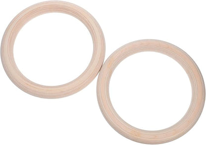 Cabilock Wooden Gymnastics Rings Set 2pcs with Adjustable Straps for Pull and Ring Exercises, Calisthenics Equipment for Home and Full Body Strength Training