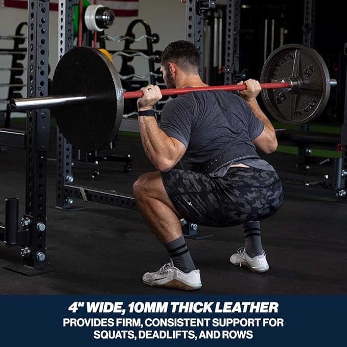Titan Fitness Powerlifting Lever Belt - 2X-Large 38" - 45", 4" Wide x 10mm Thick Black Leather, Adjustable Steel Lever Buckle for Squats, Deadlifts, Weightlifting & Bodybuilding