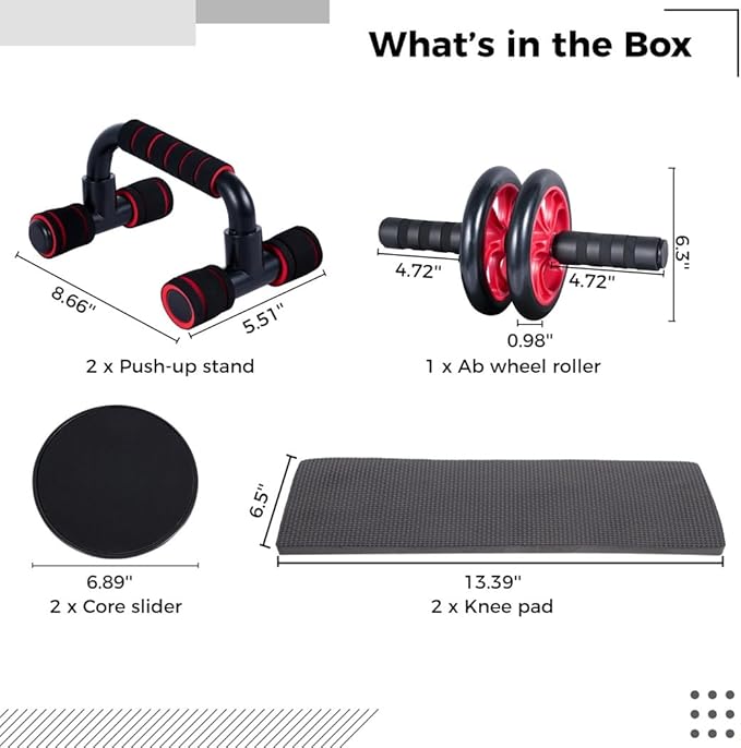 4-in-1 Ab Wheel Roller Kit with Push-Up, Core Sliders & Knee Pads for Home Gym
