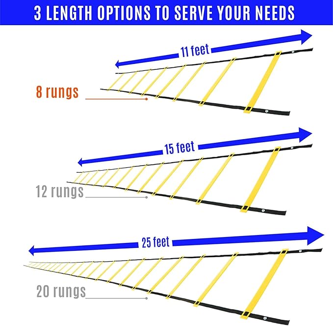Yes4All Agility Ladder and Agility Hurdle Cone Set, Ultimate Speed Training Equipment, Agility Obstacle Training, Pet Outdoor Games, Included Carry Bag
