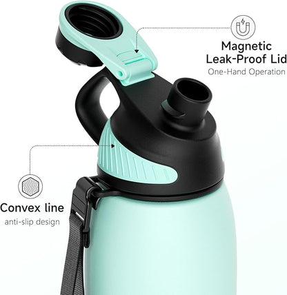 Fjbottle Insulated Stainless Steel Water Bottle, 24 Oz Leakproof Water Bottles, Ice Reusable Tumbler, Double Wall Vacuum Jug, Lightweight Durable for Traveling & Sports, Workout, 24oz