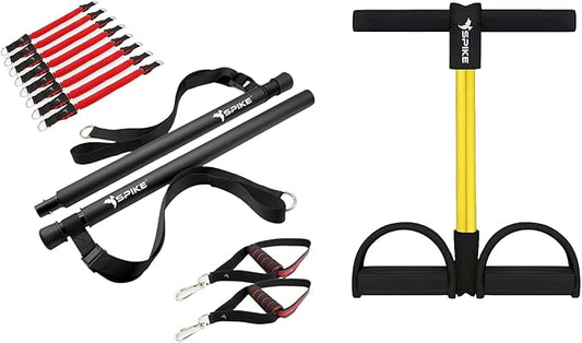 SPIKE Home Exercise Kit 8 Resistance Bands Set up to 200Kg for Chest, Abs, Legs, Shoulder, Biceps, Triceps, Gym Equipment Set for Home Gym Workout