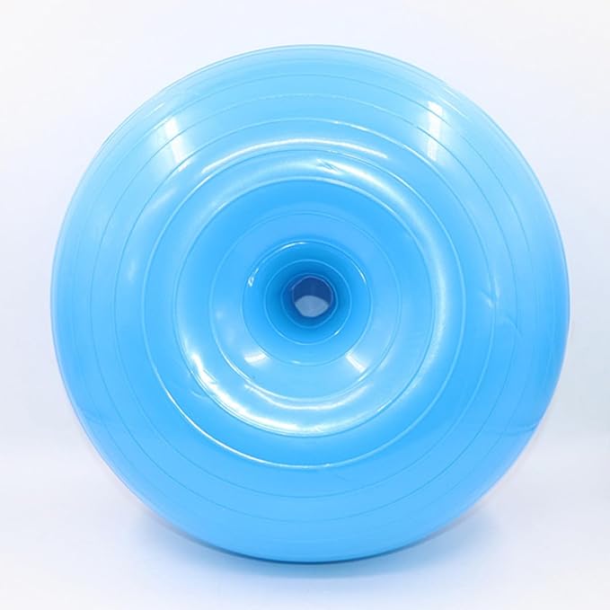 Alasum Donut Yoga Ball Inflatable PVC Durable Half Ball with Air Pump, Thickened Balance Trainer for Home Workout and Pilates (Light Blue)
