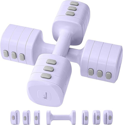 2-in-1 Adjustable Dumbbell & Kettlebell Set for Women (1.1-12.1 lbs), Quick-Change Free Weights for Home Gym, Pilates & Full Body Workout