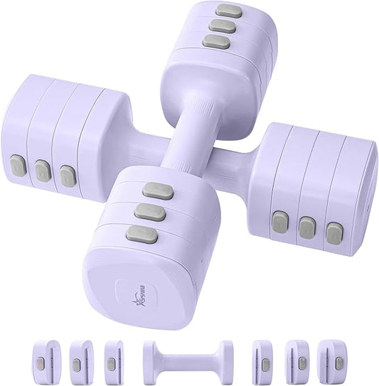 2-in-1 Adjustable Dumbbell & Kettlebell Set for Women (1.1-12.1 lbs), Quick-Change Free Weights for Home Gym, Pilates & Full Body Workout