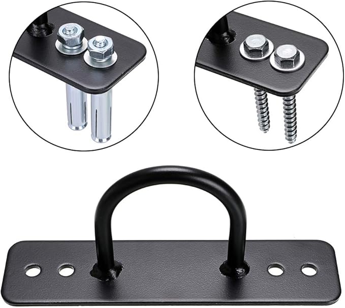 Hipiwe Battle Rope Wall/Ceiling Mount Anchor Bracket Hook for Suspension Straps Crossfit Gymnastic Rings, Body Weight Strength Training Systems, Yoga Swings Hammocks, Boxing Equipment (Long Black)