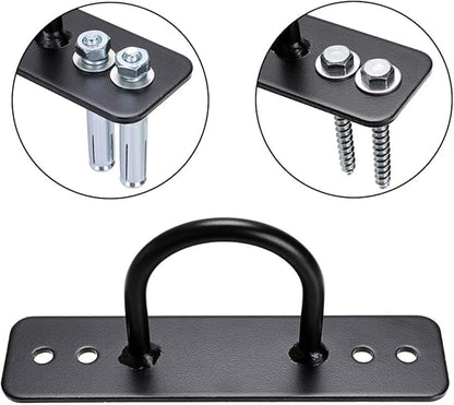 Hipiwe Battle Rope Wall/Ceiling Mount Anchor Bracket Hook for Suspension Straps Crossfit Gymnastic Rings, Body Weight Strength Training Systems, Yoga Swings Hammocks, Boxing Equipment (Long Black)