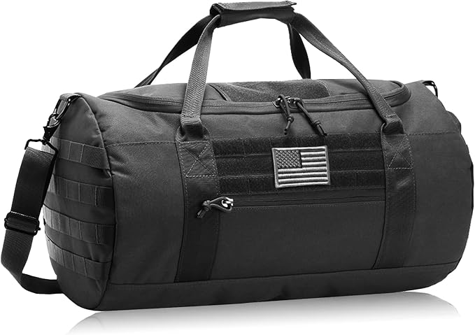 DBTAC 40L Tactical Gym Bag for Men | Military Heavy Duty Duffle Bag with Adjustable Strap for Gym Workout Fitness, Basketball Soccer Sport Training & Weekend Travel, Black
