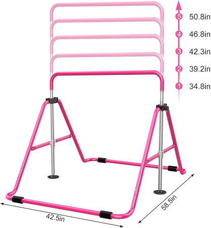 Tepemccu Expandable Gymnastics Bars, Adjustable Height Gymnastic Horizontal Bars, Children Folding Training Bar for Kids