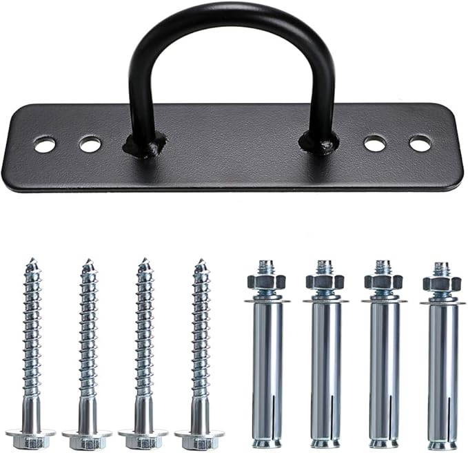 Hipiwe Battle Rope Wall/Ceiling Mount Anchor Bracket Hook for Suspension Straps Crossfit Gymnastic Rings, Body Weight Strength Training Systems, Yoga Swings Hammocks, Boxing Equipment (Long Black)