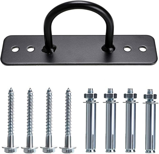 Hipiwe Battle Rope Wall/Ceiling Mount Anchor Bracket Hook for Suspension Straps Crossfit Gymnastic Rings, Body Weight Strength Training Systems, Yoga Swings Hammocks, Boxing Equipment (Long Black)