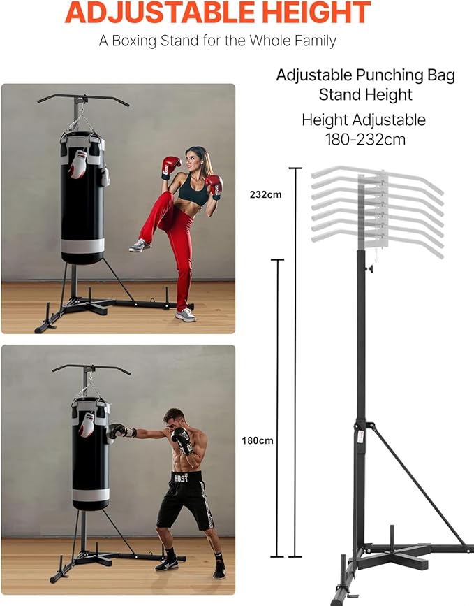 VEVOR 2 in 1 Punching Bag Stand, Steel Heavy Duty Workout Equipment,Freestanding Sandbag Rack,for Home Gym Fitness