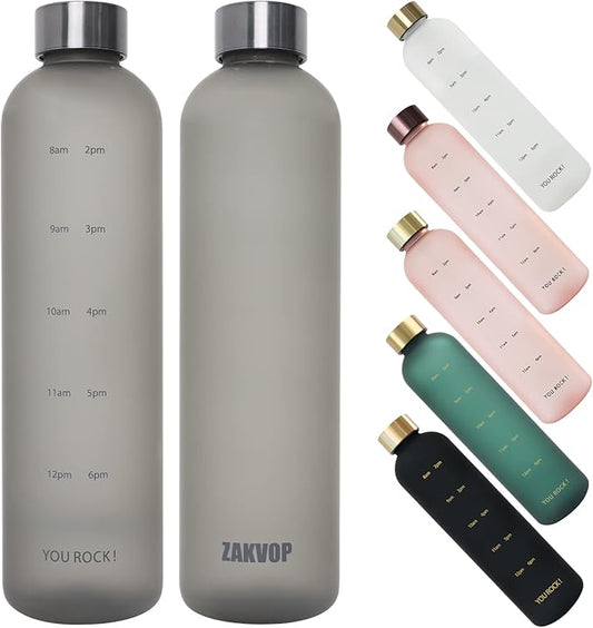 32oz Water Bottles with Times to Drink, Motivational Water Bottle with Time Marker, BPA Free Reusable Water Bottle with Hydrating Reminder for Gym Fitness Workout Travel