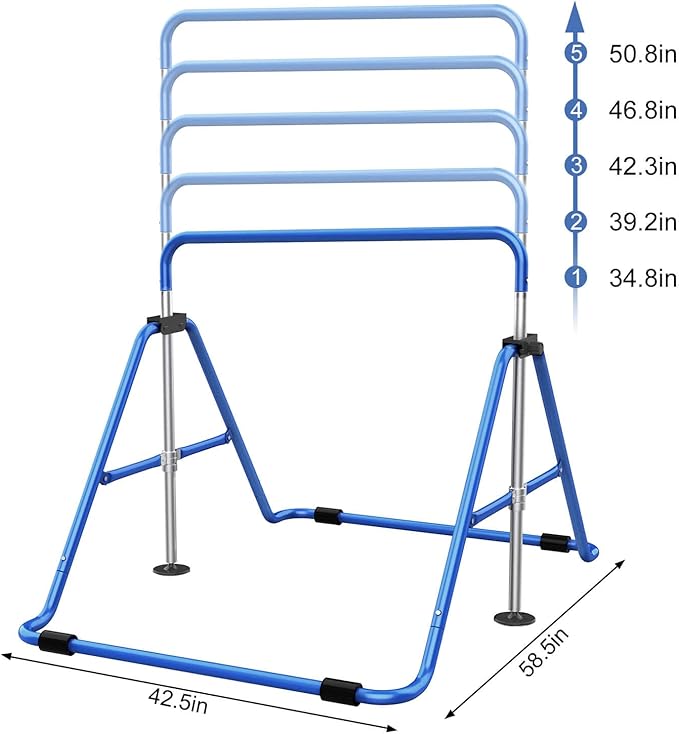 Tepemccu Expandable Gymnastics Bars, Adjustable Height Gymnastic Horizontal Bars, Children Folding Training Bar for Kids