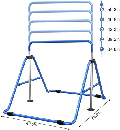 Tepemccu Expandable Gymnastics Bars, Adjustable Height Gymnastic Horizontal Bars, Children Folding Training Bar for Kids