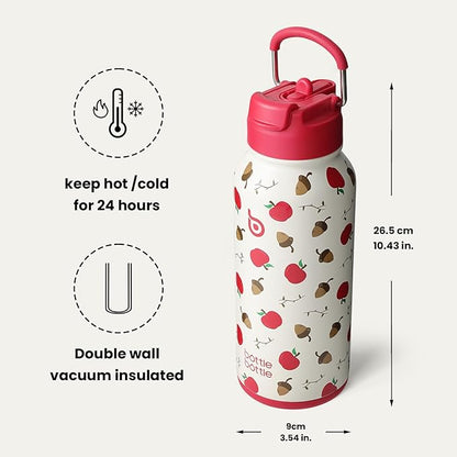BOTTLE BOTTLE 32oz Insulated Water Bottle Stainless Steel Sport Water Bottle with Straw Dual-use Lid Design for Gym with Pill Box