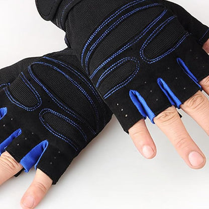 Mikinona Fitness Half-Finger Gloves for Men XL Dark Blue Cycling and Weight Lifting Gloves with Wrist Support for Fitness Training and Riding