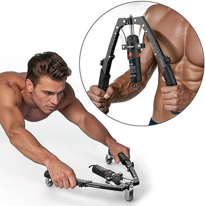 Core Flex Twister Pro Chest Press Machine 3-in-1 Hydraulic Ab Wheel Arm Exerciser with Adjustable Resistance 22–440 Lbs for Full-Body Strength Training