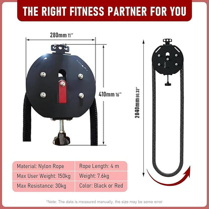 Endless Rope Trainer, Home Gym Equipment, Pulley Cable Machine System With Adjustable Resistance, Full Body Workout Tool, Portable Rope Exercise System For Home Gym, For Arm, Back, Grip Training Black