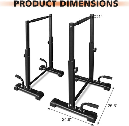 Dip Bar Station Set, 6 Level Adjustable Pull Up Bars, 1200lbs Heavy Duty Parallettes Bars, Dip Station for Full Body Workout Fitness, Push Up Bar Rack for Home Gym Strength Training -