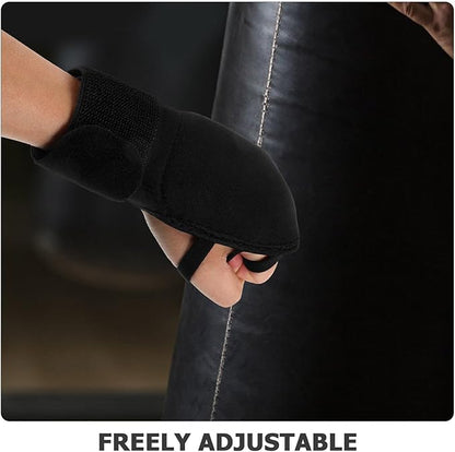 Weighted Boxing Gloves Adjustable Wrist Support Fitness Training Gloves for Kickboxing and Gym Workout, Black