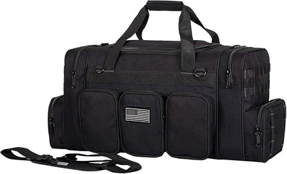 K-Cliffs Tactical Range Duffel Heavy Duty Travel Bag Quality Sport Gear Gym Tote Molle Lockable With US Patch (33" Duffel + Backpack)