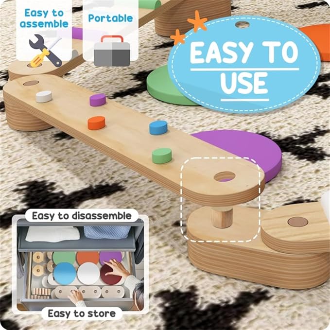 Wooden Balance Training System for Coordination Development and Active Movement Practice with Modular Design