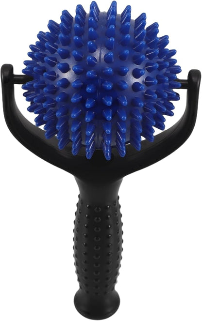 minkissy Large Spiky Ball Mobility Yoga Stick Massage Roller for Muscle Relief, Handheld Pilates Posture Rod Dual Black and Blue Colors, Body and Leg Massage Tool for Runners and Fitness