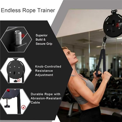 Exercise Suspension Trainers,Portable Cable Pulley System,Endless Rope Trainer,Home Gym Equipment for Grip,Arms,Back,Body Coordination Exercises