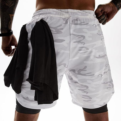 JWJ Mens 2 in 1 Running Shorts Quick Dry Gym Athletic Workout Clothes with Side Pockets