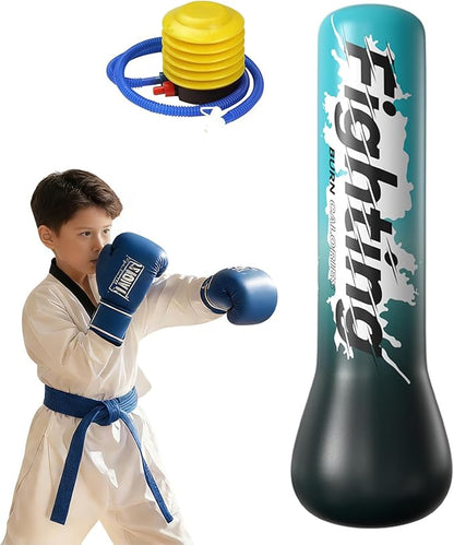 QISHENG- Inflatable Boxing Sandbag, 48" Freestanding Punching Bag for Teens & Adults, Equipment for Taekwondo, Karate & Kickboxing Training.