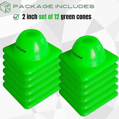 Heavy Duty Agility Training Cones (2 in, 6 in, 9 in, 12 in, 18 in, 28 in) for Sports and Kids Coaching, Multipurpose Field Marker Cones, Soccer, Basketball Drills, Bike, Motorcycle Training
