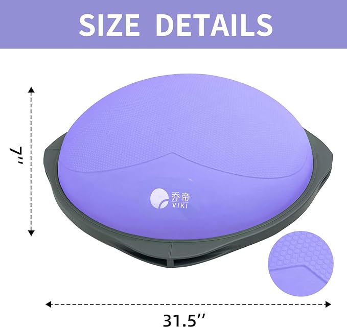 exercise balance ball, half a yoga ball, fitness ball, suitable for core stability training in home gyms, non-slip surface, and balance sports equipmen