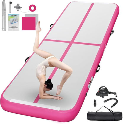 FBSPORT Inflatable Air Gymnastics Mat Training Mats 4/8 inches Thickness Gymnastics Tracks for Home Use/Training/Cheerleading/Yoga/Water with Pump