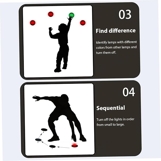 4Pcs/Set Reactions Training Lights, 4 Modes Speed Reactions Lights Training with USB Charging for Fitness, Basketball, Football, Ornaments de Jardin